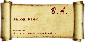 Balog Alex névjegykártya