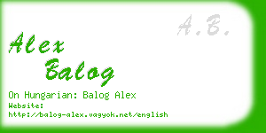 alex balog business card